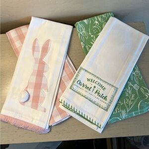 Target Bullseye Spring Easter Bunny Carrot Pink Green Kitchen Dish Towels NWT